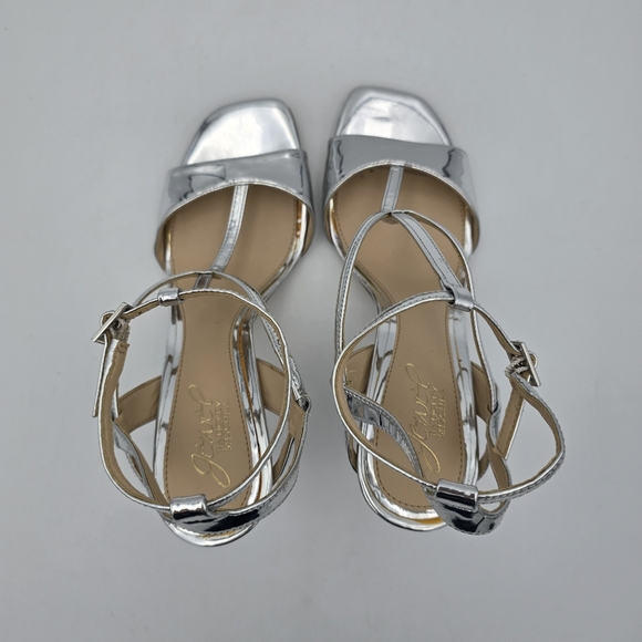 Jewel Badgley Mishka Kiki Ankle Strap Heeled Sandals, Silver, Women's Size 8 - Picture 9 of 16
